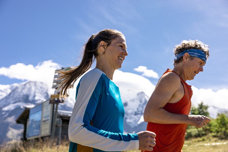 Two athletes running together