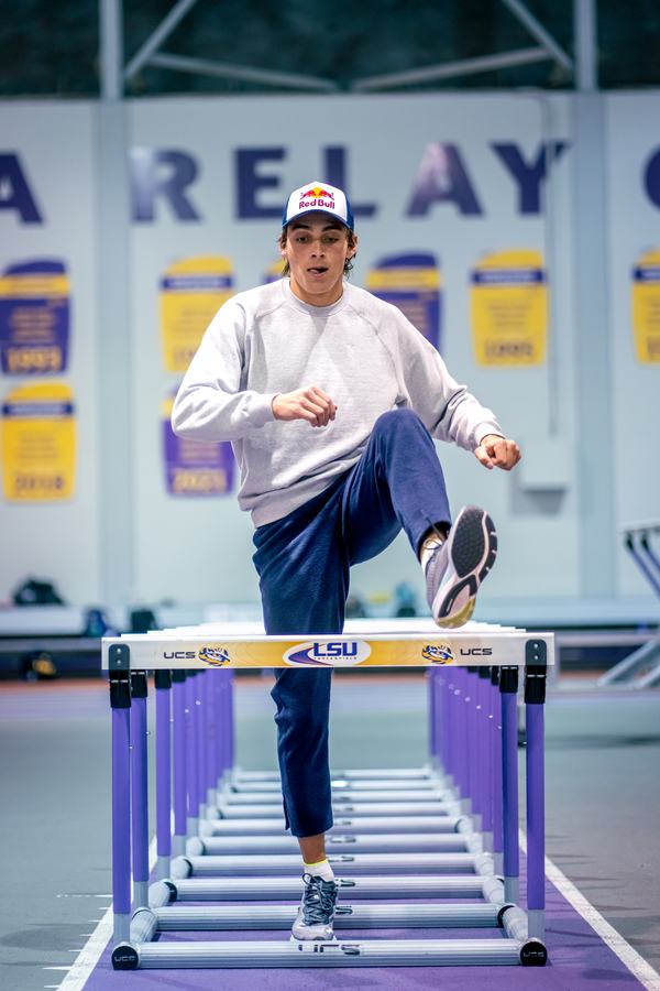 Stepping through hurdles in warm-ups