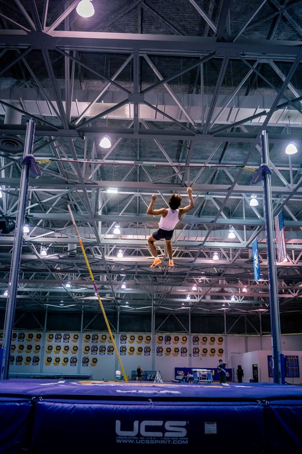 Mid-vault against the rafters