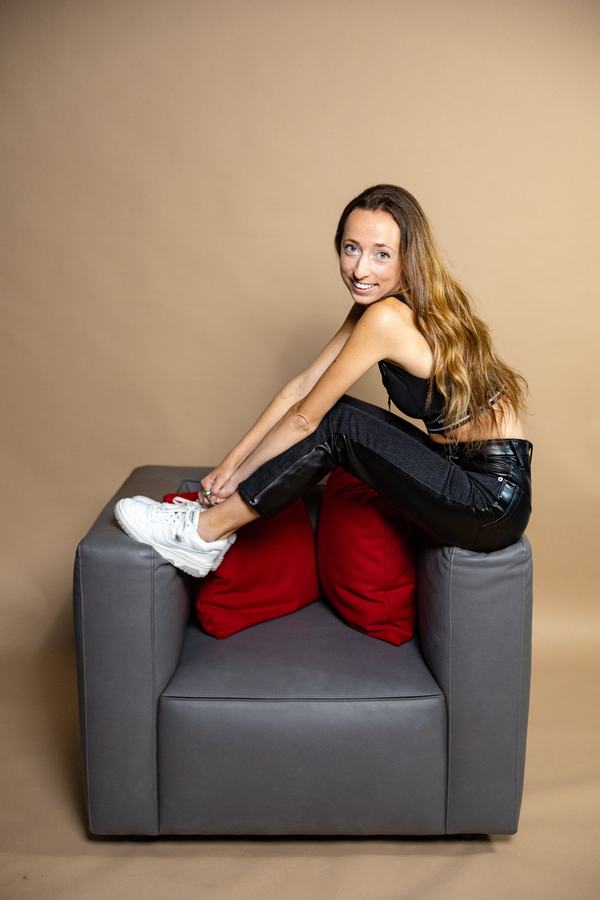 In the chair, shoe up