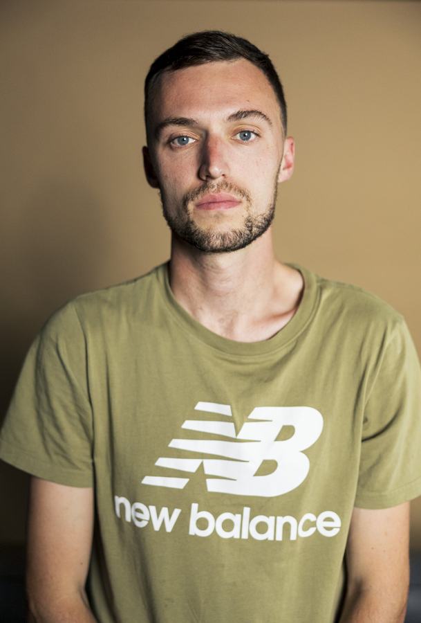 Headshot, olive tee