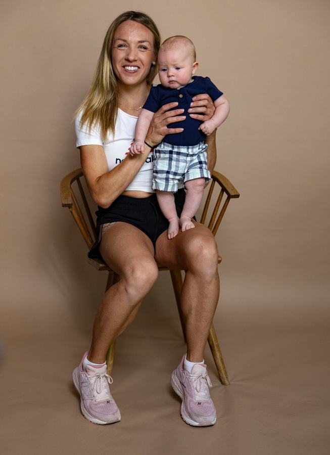 Mother and baby in the chair