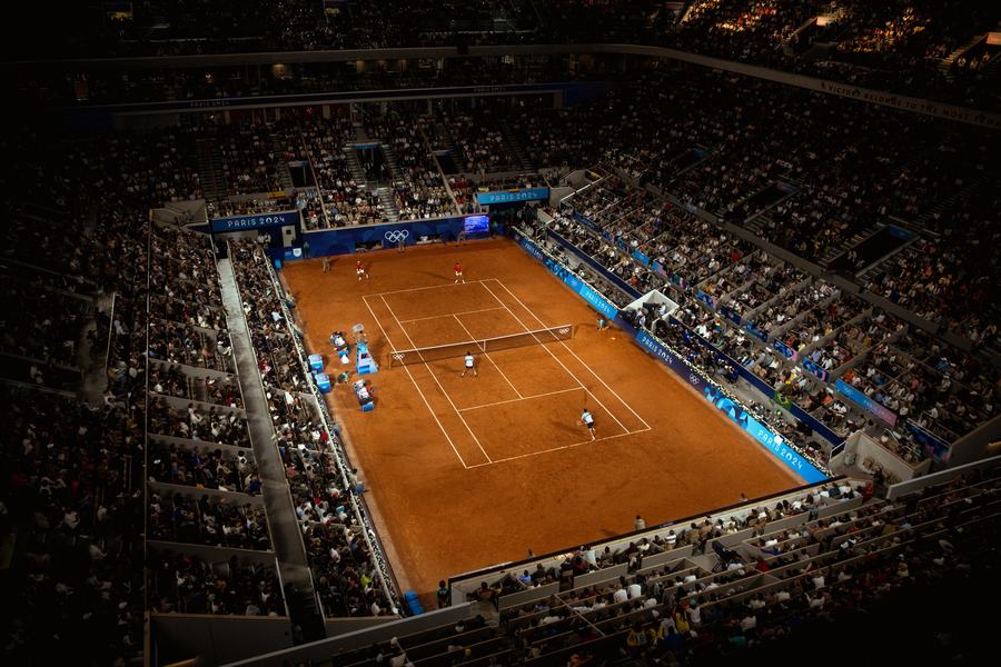 The clay court from high in the stands