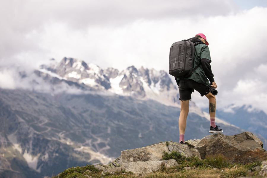 Looking out at the peaks above Chamonix