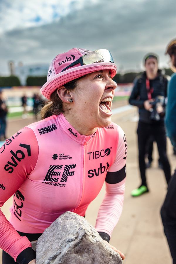 Shouting it out at the finish