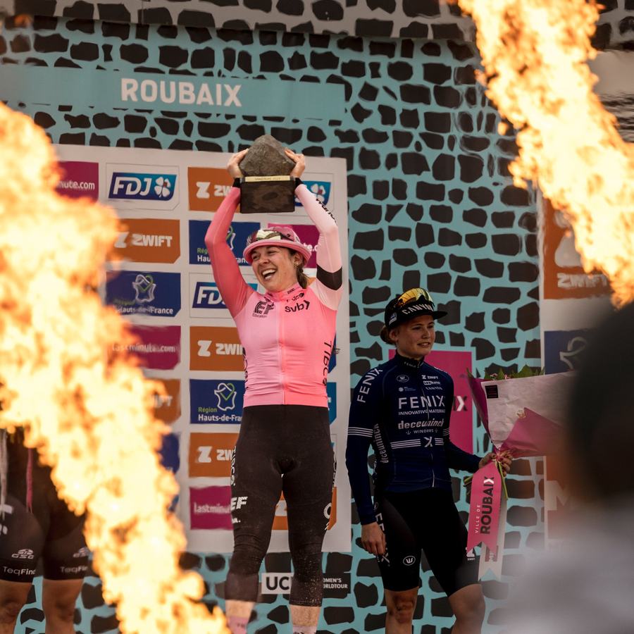 Flames on the podium
