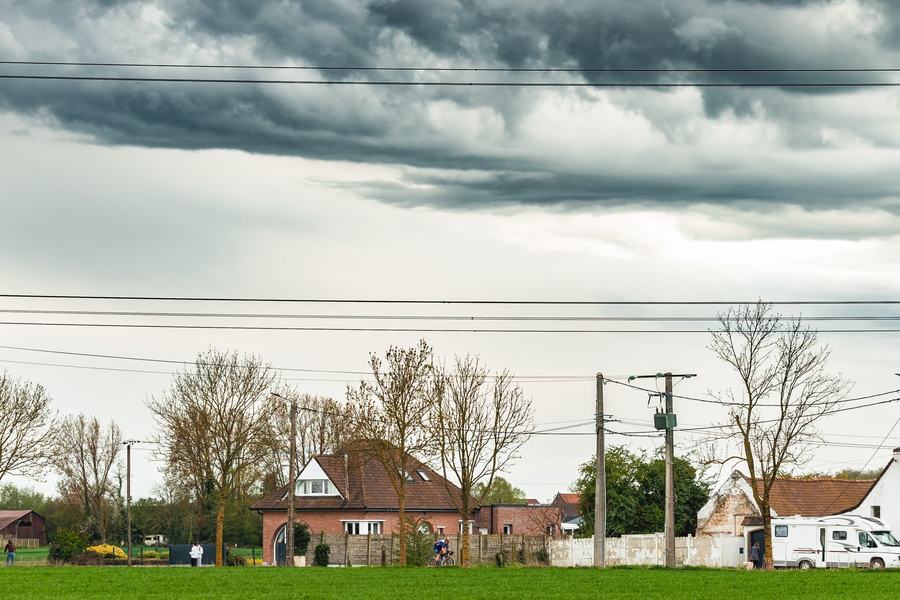A storm building over the fields