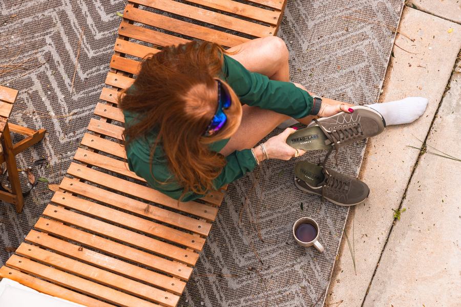 On the deck chair with coffee, from above