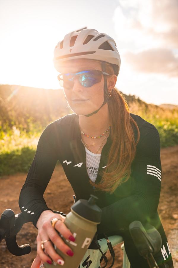 Cyclist portrait in low sun