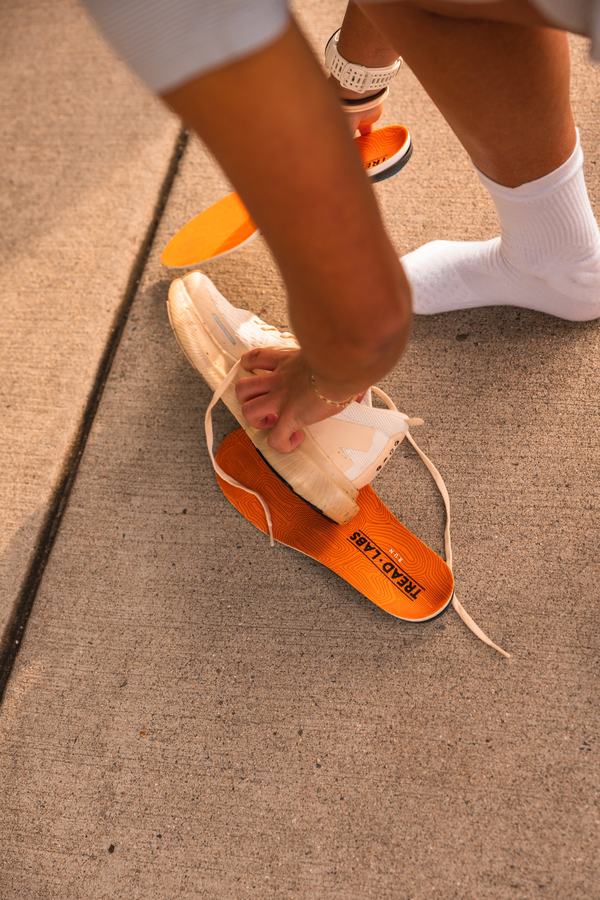 Sliding a foot into the shoe